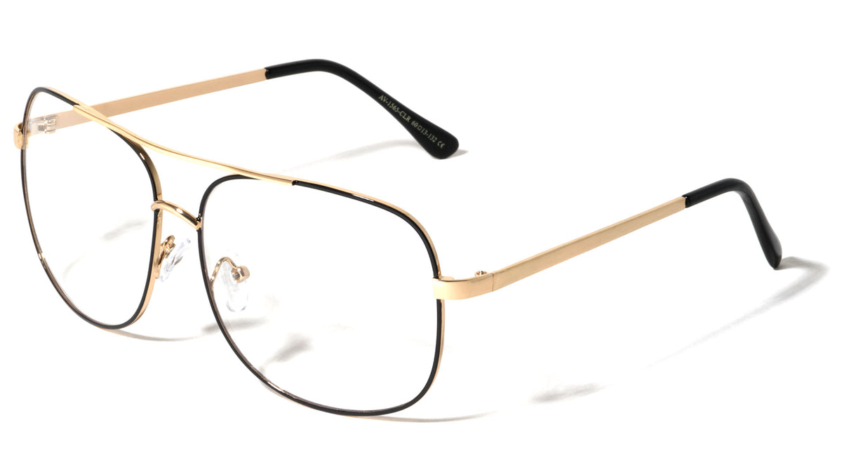 Squared Aviators Clear Lens Wholesale Bulk Glasses