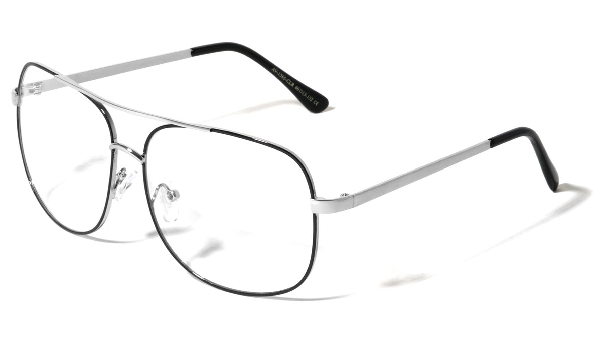 Squared Aviators Clear Lens Wholesale Bulk Glasses