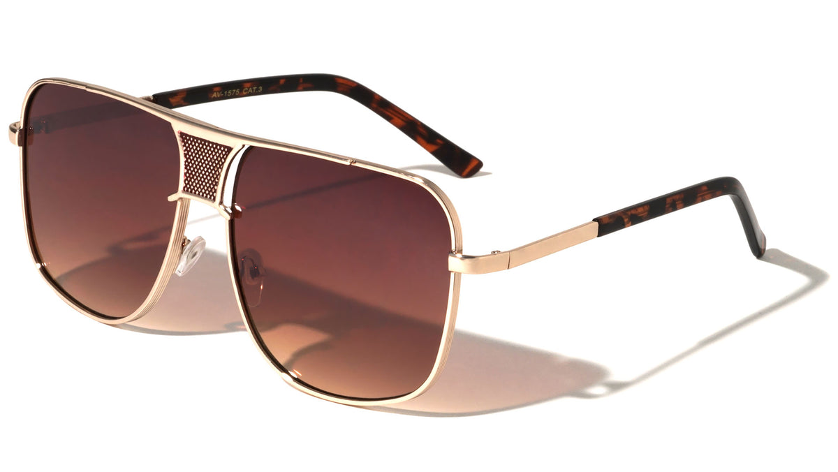 Squared Aviators Front Grille Fashion Wholesale Sunglasses
