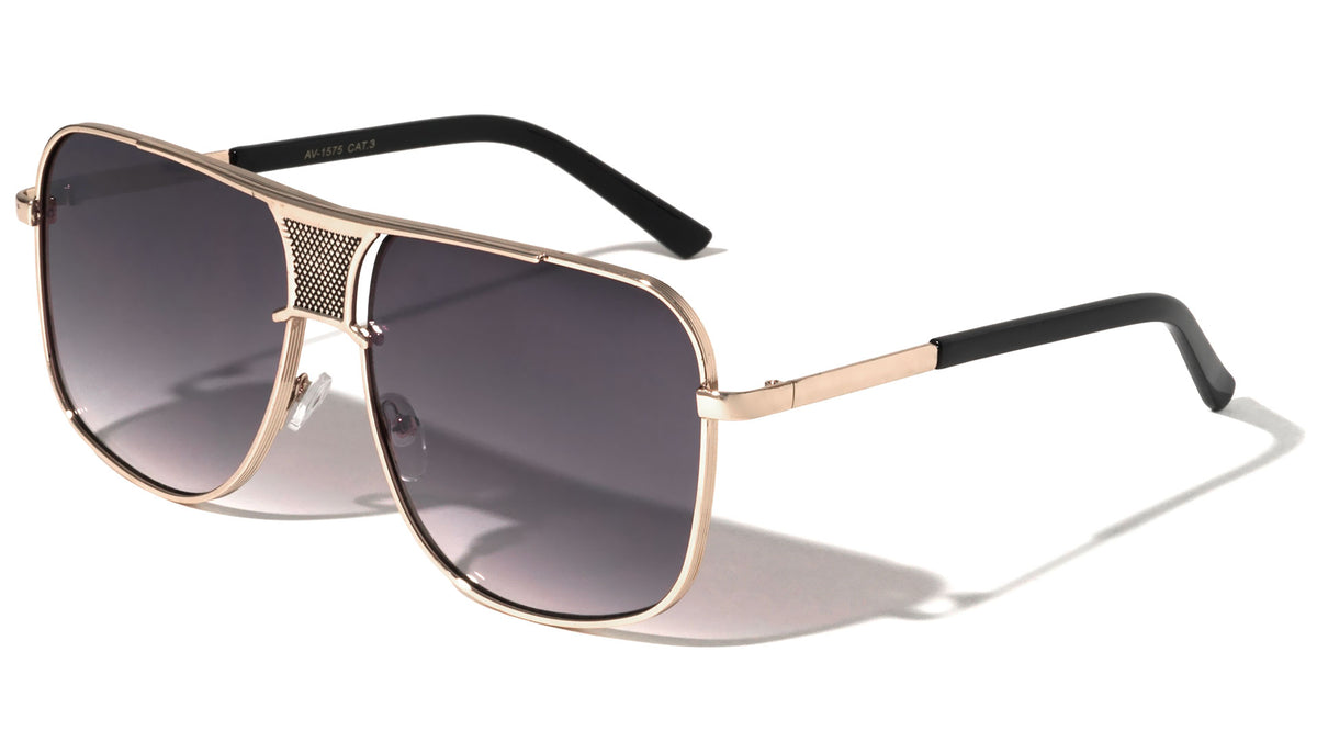 Squared Aviators Front Grille Fashion Wholesale Sunglasses