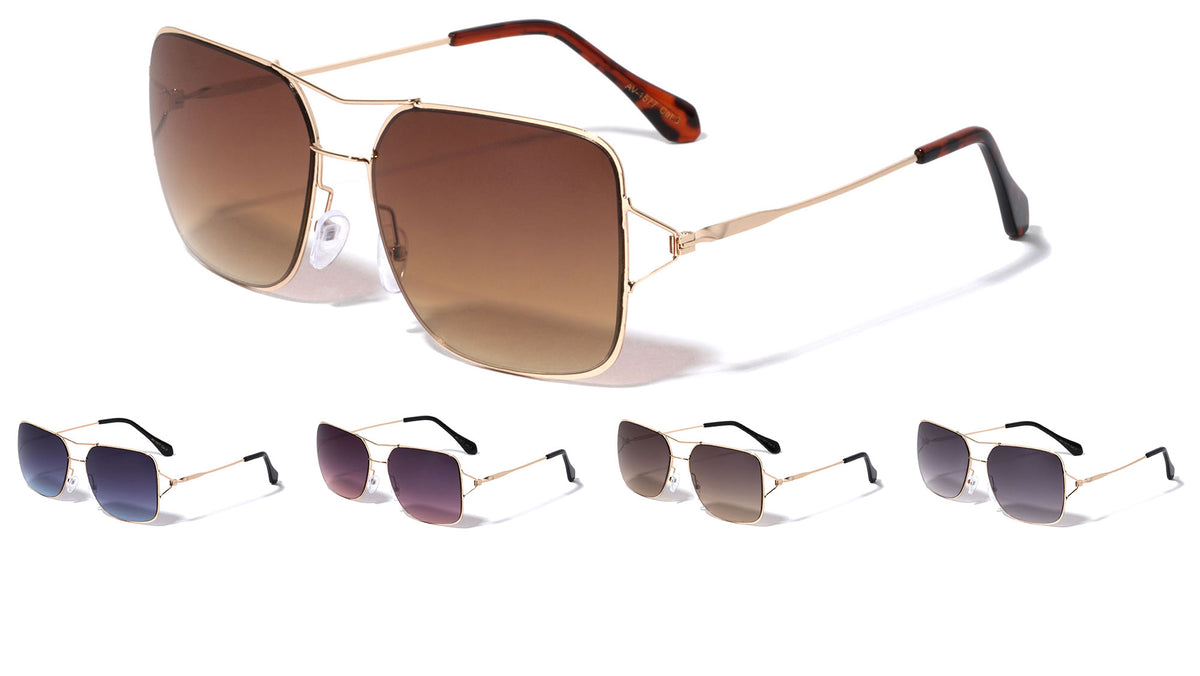 Squared Rimless Aviators Wholesale Sunglasses