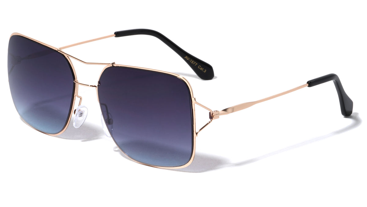 Squared Rimless Aviators Wholesale Sunglasses