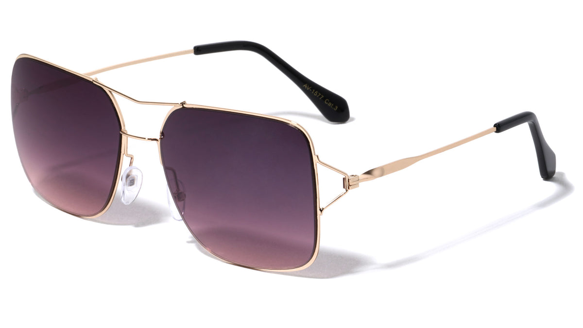 Squared Rimless Aviators Wholesale Sunglasses