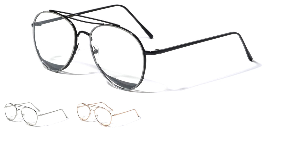 Aviators Bottom Shield Clear Lens Wholesale Bulk Glasses