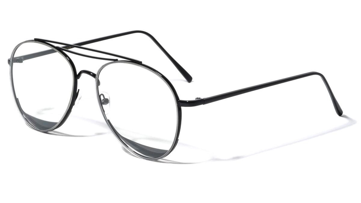 Aviators Bottom Shield Clear Lens Wholesale Bulk Glasses