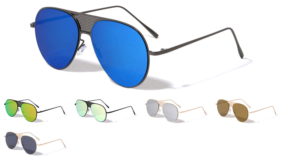 Front Grille Color Mirror Aviators Wholesale Sunglasses