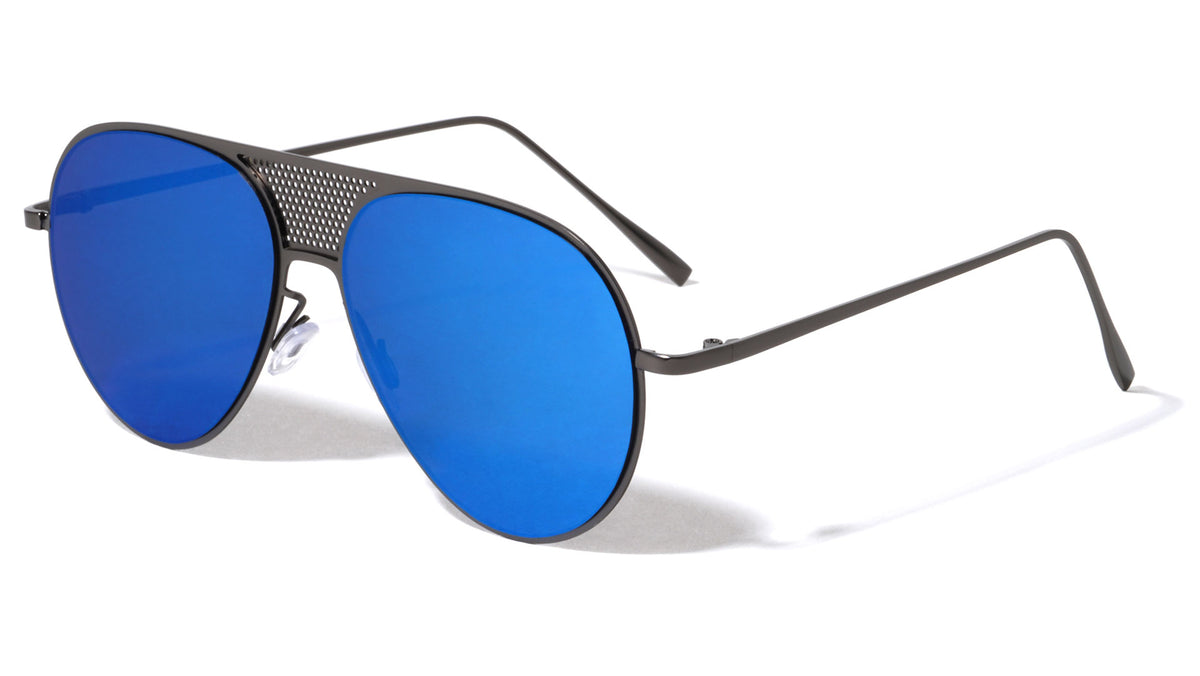 Front Grille Color Mirror Aviators Wholesale Sunglasses
