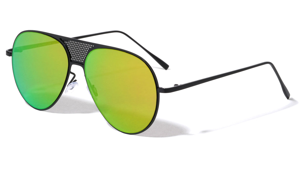 Front Grille Color Mirror Aviators Wholesale Sunglasses