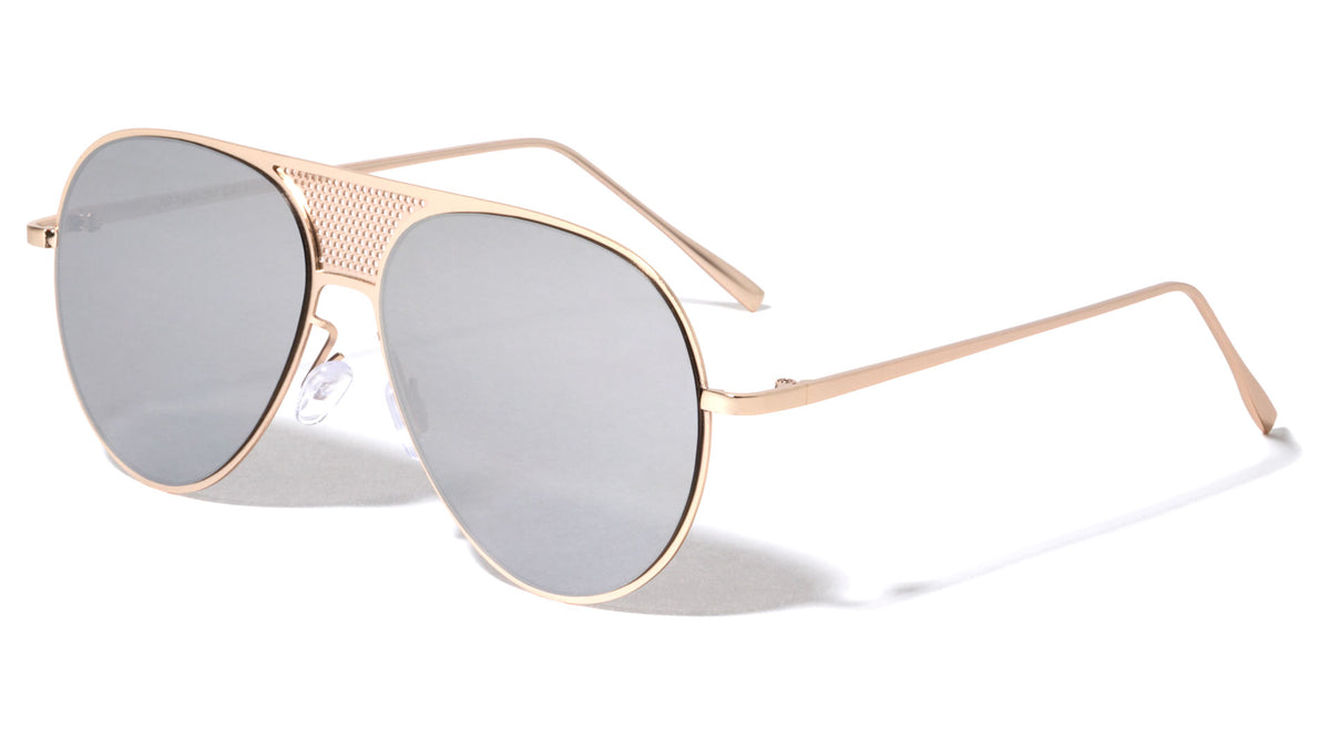 Front Grille Color Mirror Aviators Wholesale Sunglasses