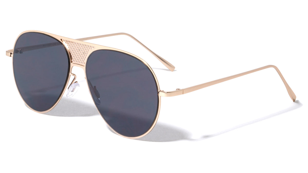 Front Grille Color Mirror Aviators Wholesale Sunglasses