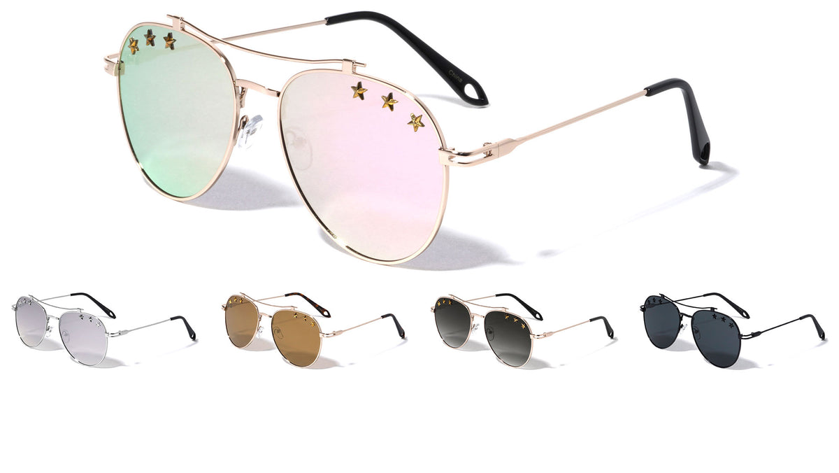 Star Studded Aviators Fashion Wholesale Sunglasses