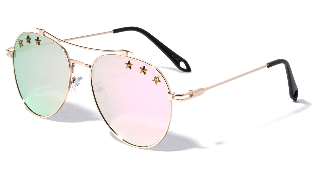 Star Studded Aviators Fashion Wholesale Sunglasses
