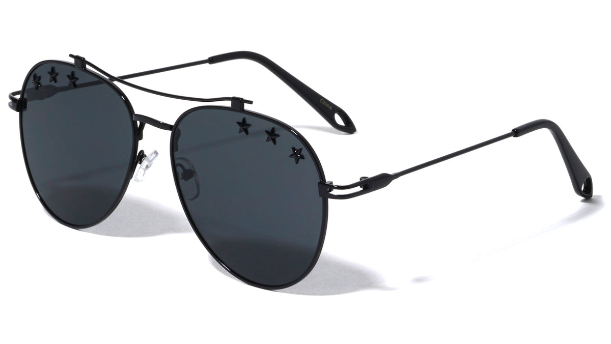 Star Studded Aviators Fashion Wholesale Sunglasses