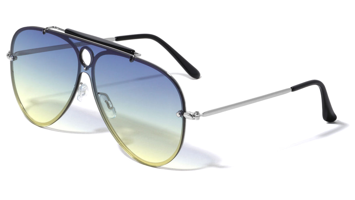Top Bar Rimless Solid One Piece Oceanic Color Lens Wholesale Sunglasses