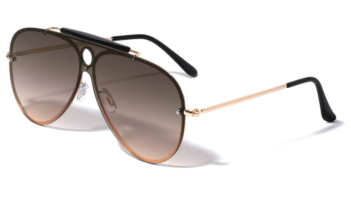 Top Bar Rimless Solid One Piece Oceanic Color Lens Wholesale Sunglasses