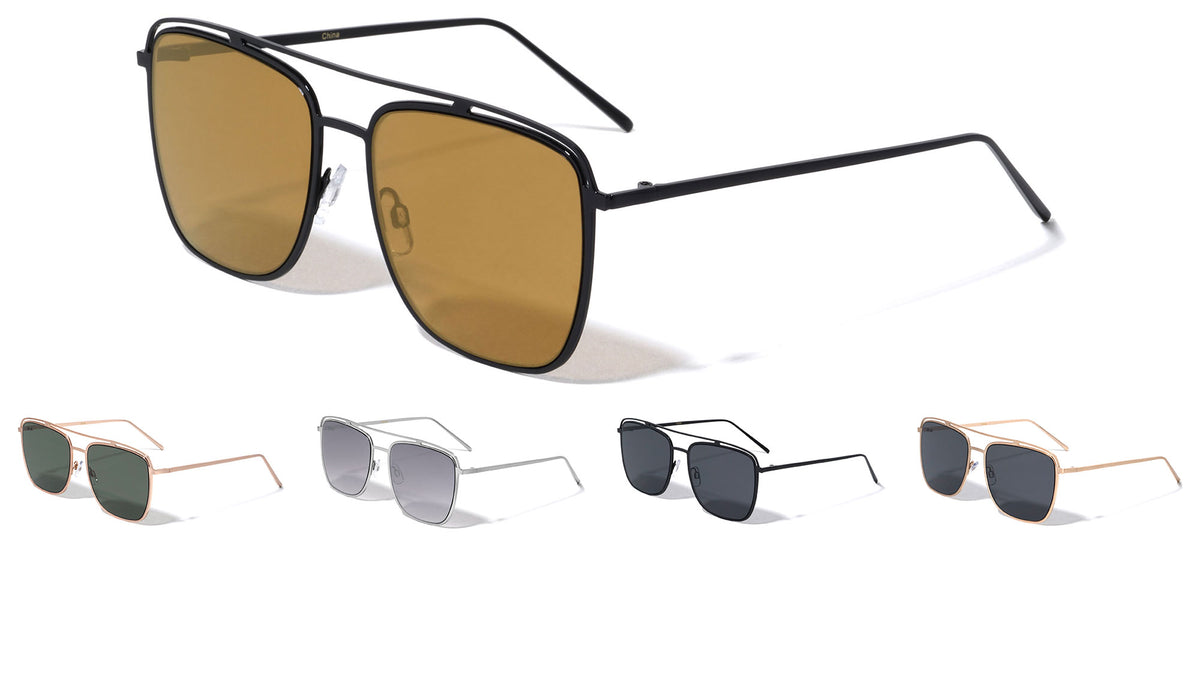 Squared Aviators Curved Brow Bar Fashion Wholesale Sunglasses