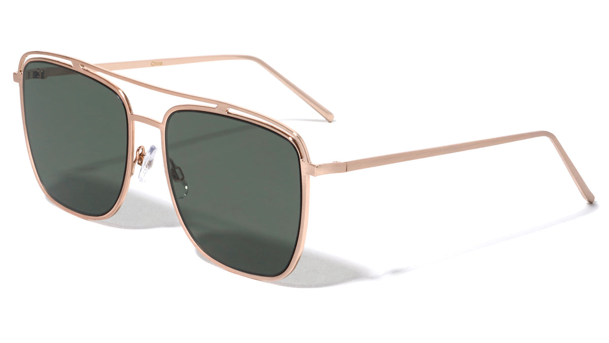 Squared Aviators Curved Brow Bar Fashion Wholesale Sunglasses