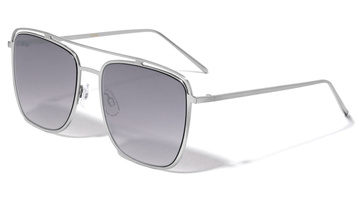 Squared Aviators Curved Brow Bar Fashion Wholesale Sunglasses