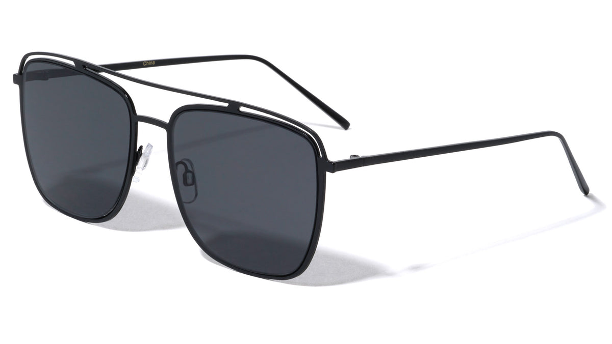 Squared Aviators Curved Brow Bar Fashion Wholesale Sunglasses