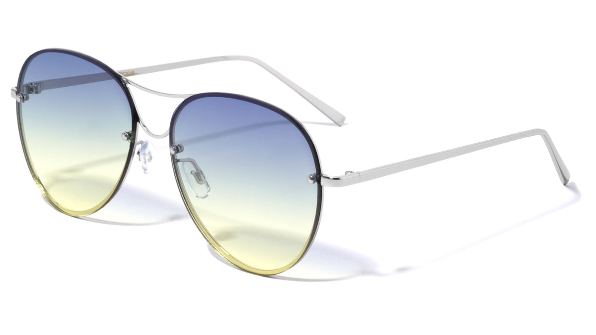 Rimless Oceanic Color Aviators Wholesale Bulk Sunglasses