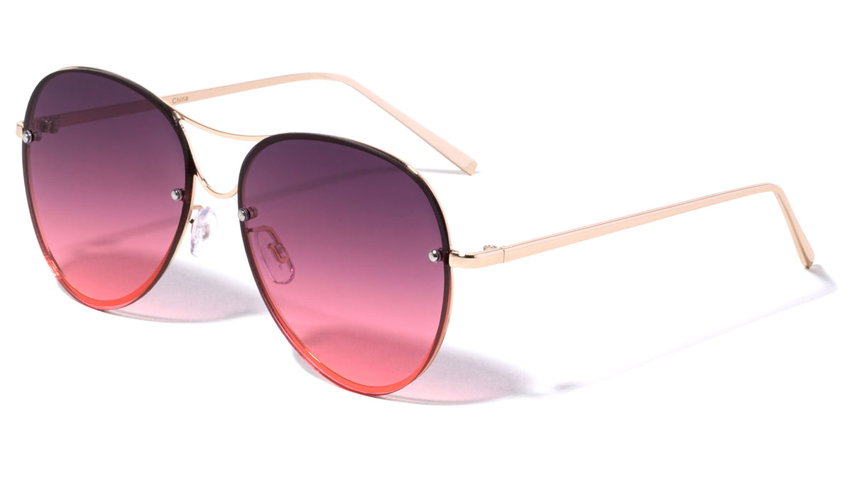 Rimless Oceanic Color Aviators Wholesale Bulk Sunglasses