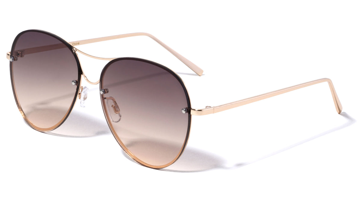 Rimless Oceanic Color Aviators Wholesale Bulk Sunglasses