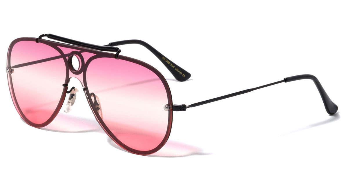 Triple Oceanic Color Solid One Piece Lens Top Bar Aviators Wholesale Sunglasses