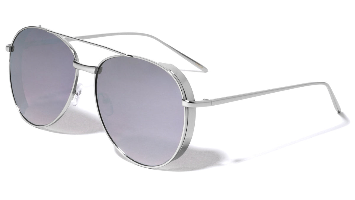 Shield Aviators Color Mirror Sunglasses Wholesale