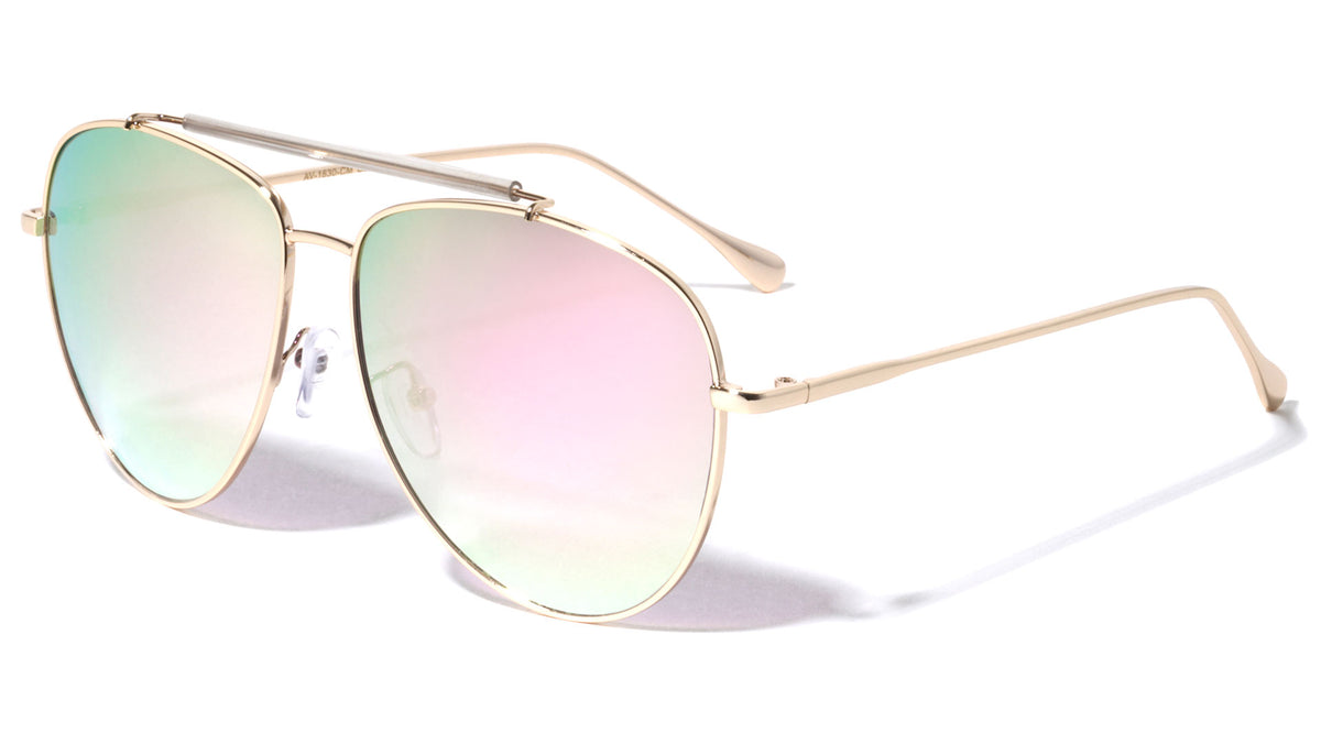 Top Bar Aviators Color Mirror Sunglasses Wholesale