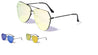 Rimless Angled Corner Color Mirror Black Frame Aviators Wholesale Sunglasses
