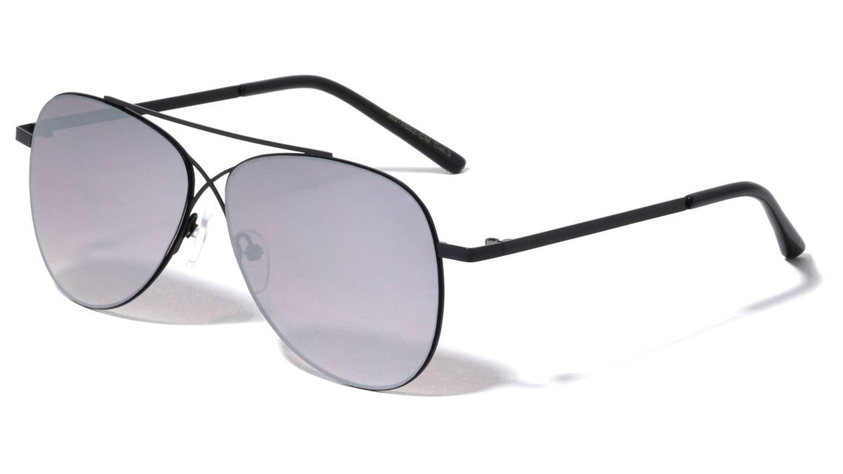 Cross Bridge Color Mirrored Aviators Wholesale Sunglasses