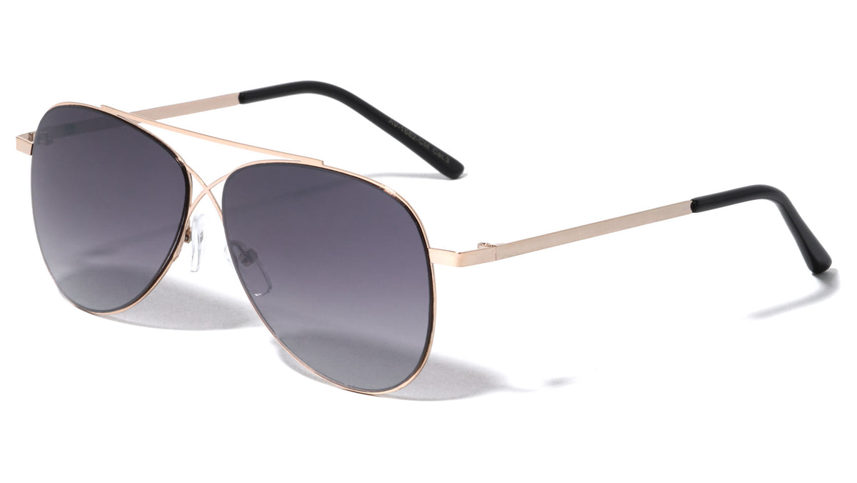 Cross Bridge Color Mirrored Aviators Wholesale Sunglasses