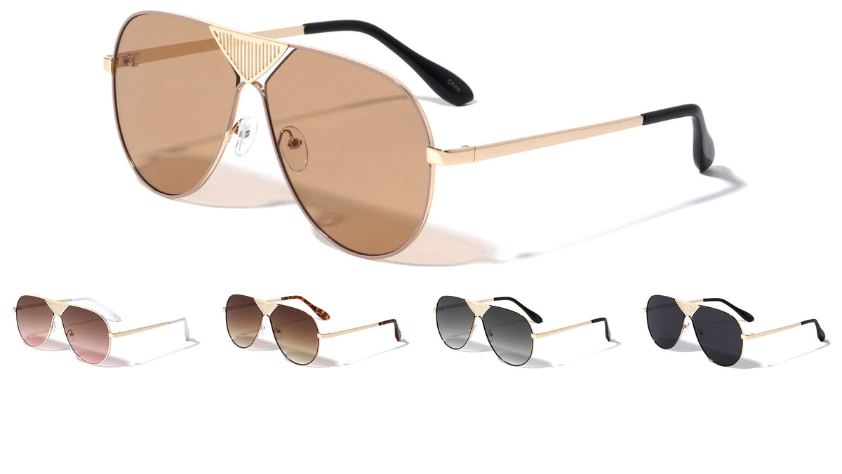 Frontal Grille Flat Lens Aviators Wholesale Sunglasses