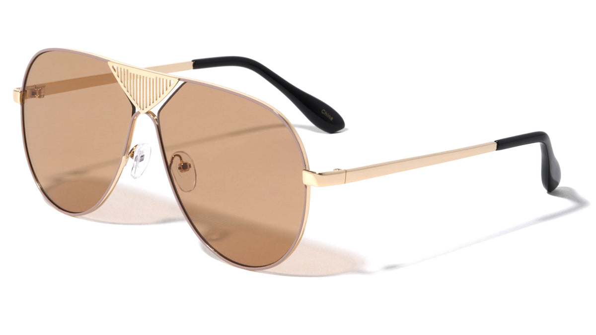 Frontal Grille Flat Lens Aviators Wholesale Sunglasses