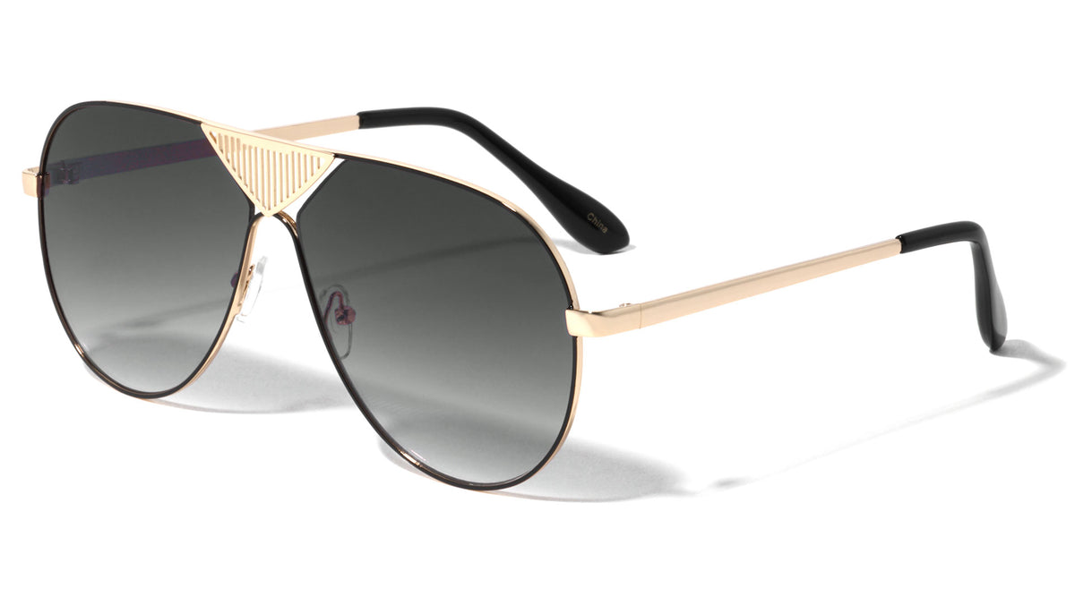 Frontal Grille Flat Lens Aviators Wholesale Sunglasses