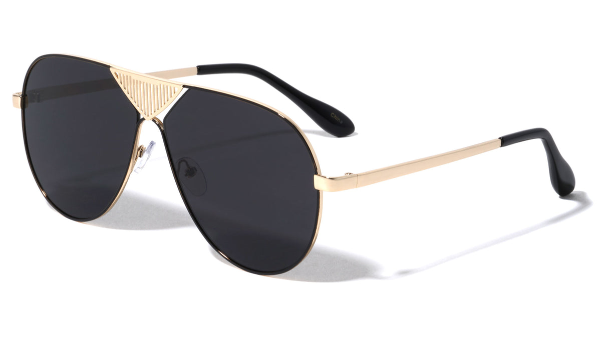 Frontal Grille Flat Lens Aviators Wholesale Sunglasses