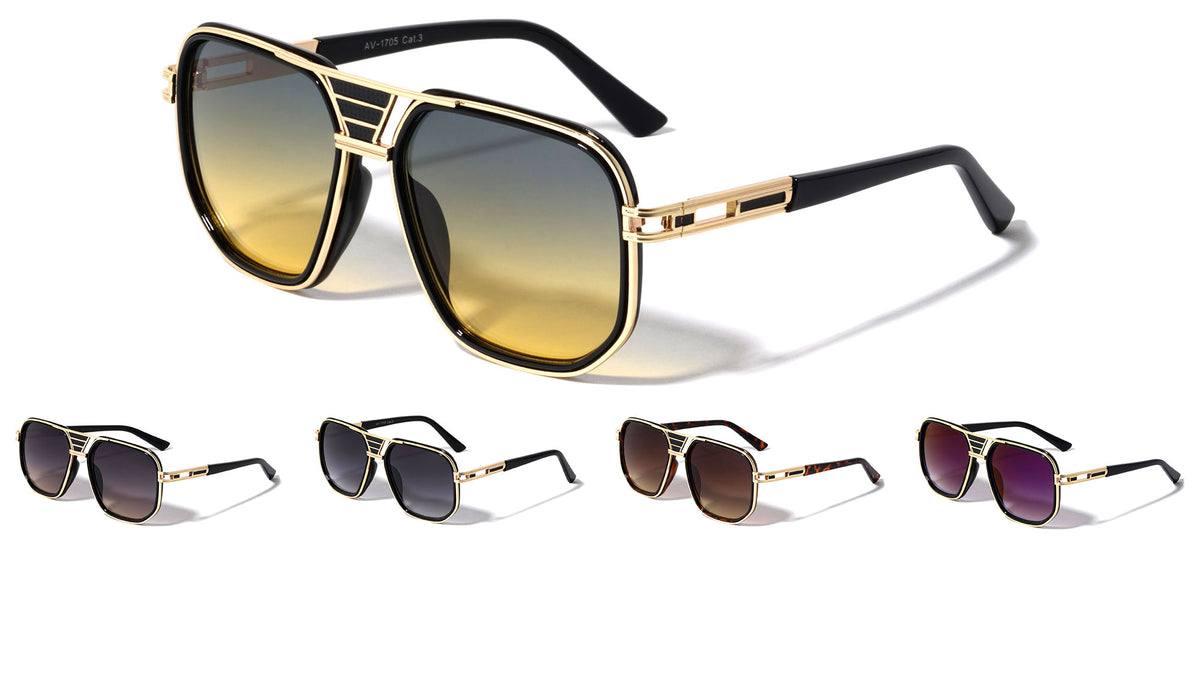 Squared Deco Fashion Aviators Wholesale Sunglasses