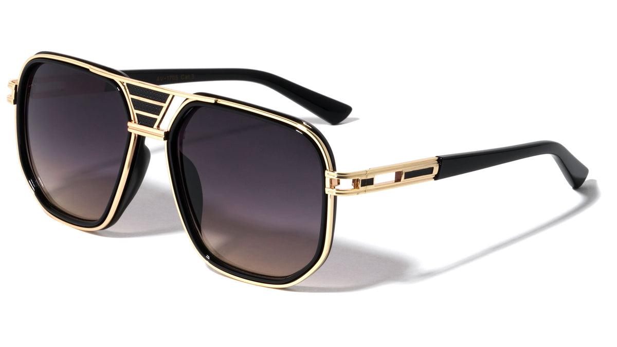 Squared Deco Fashion Aviators Wholesale Sunglasses