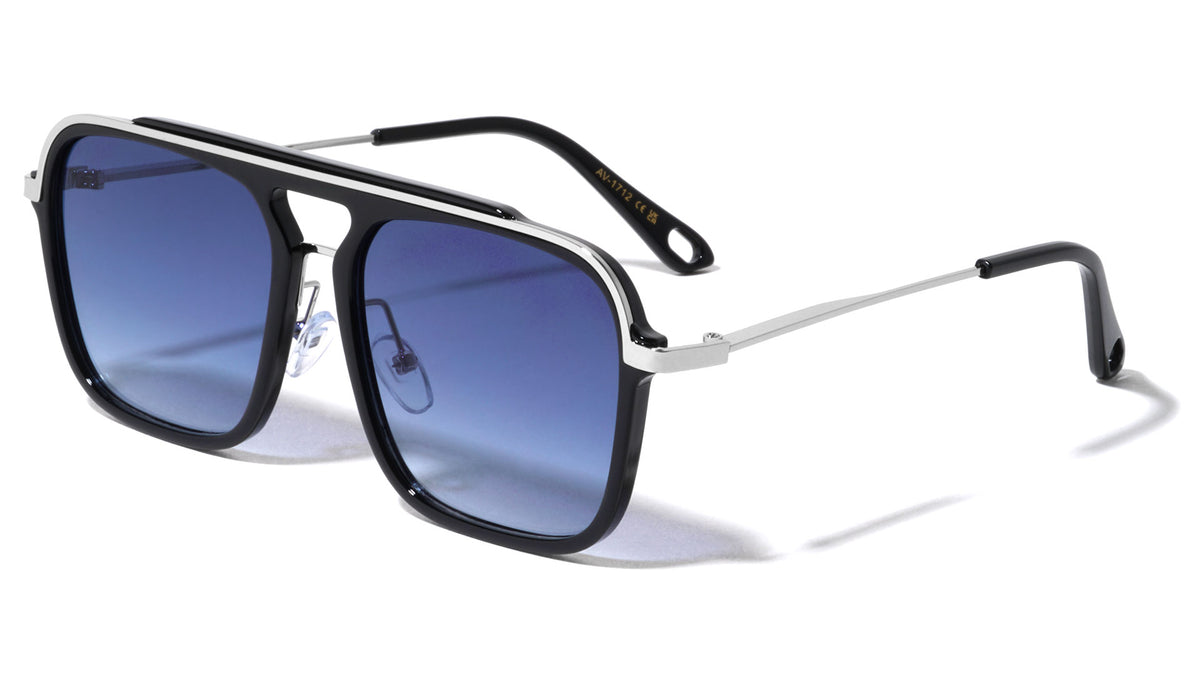 Flat Top Cross Bar Modern Square Aviators Wholesale Sunglasses