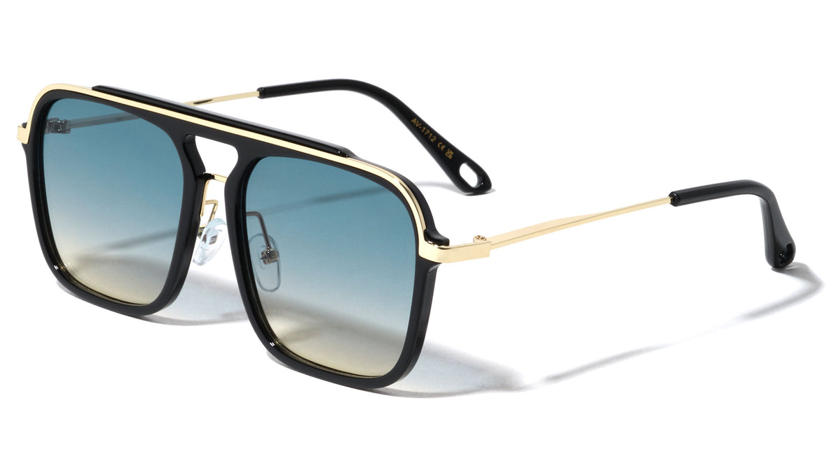 Flat Top Cross Bar Modern Square Aviators Wholesale Sunglasses