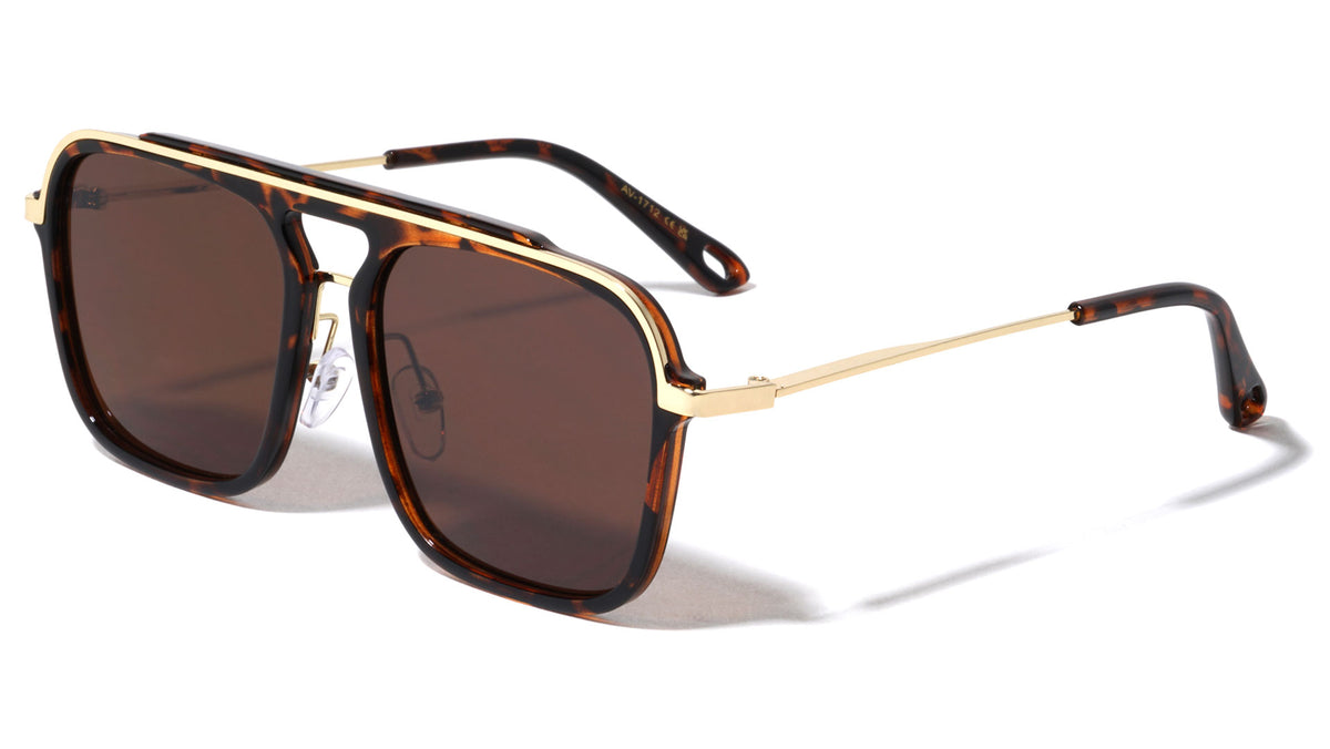 Flat Top Cross Bar Modern Square Aviators Wholesale Sunglasses