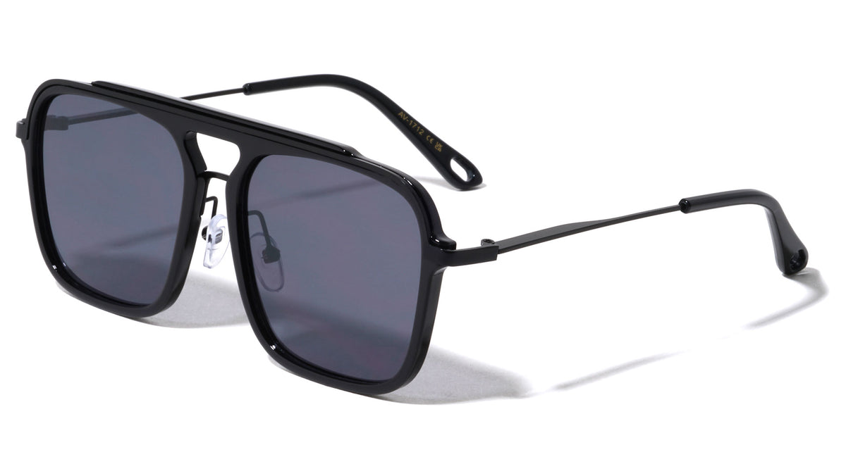 Flat Top Cross Bar Modern Square Aviators Wholesale Sunglasses