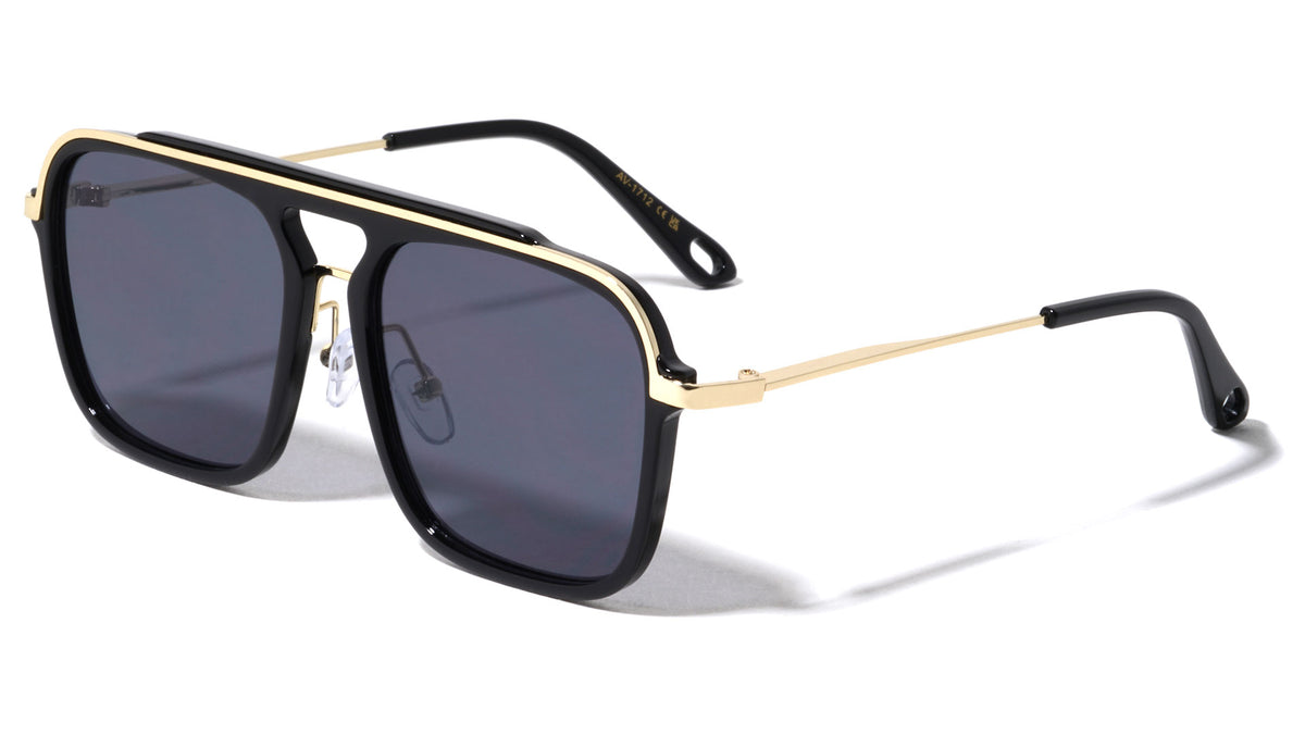 Flat Top Cross Bar Modern Square Aviators Wholesale Sunglasses
