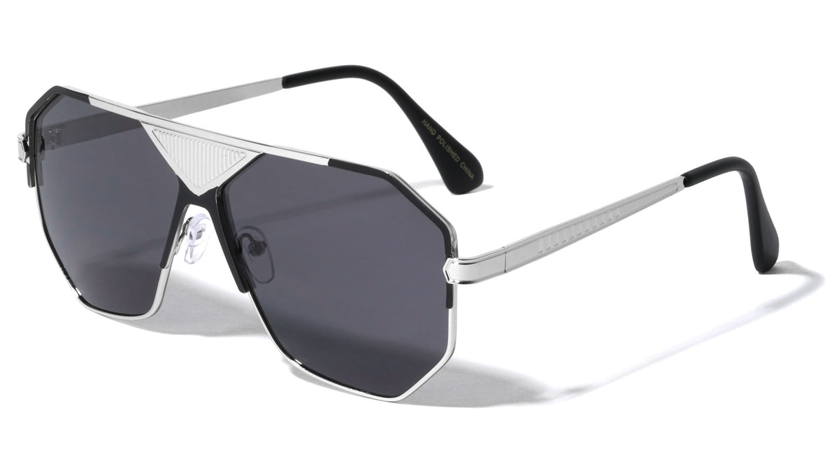 Frontal Grille Geometric Aviators Wholesale Sunglasses