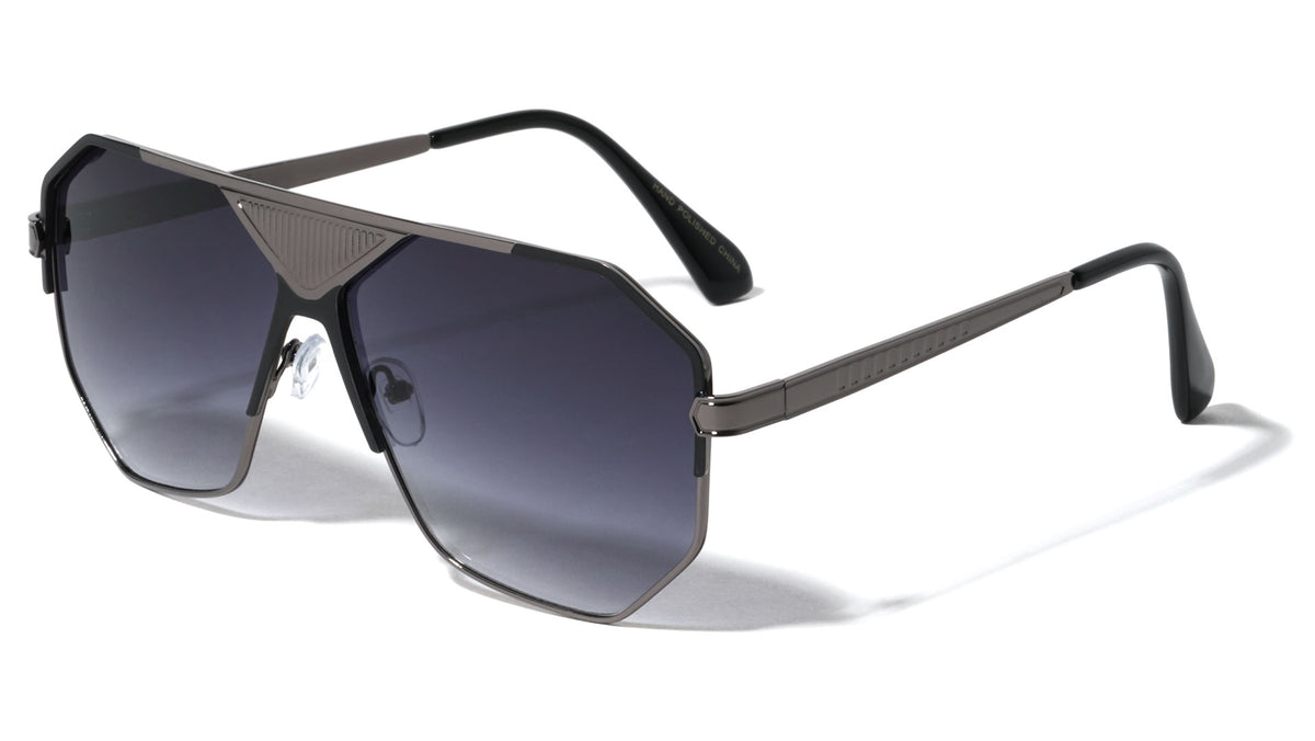 Frontal Grille Geometric Aviators Wholesale Sunglasses