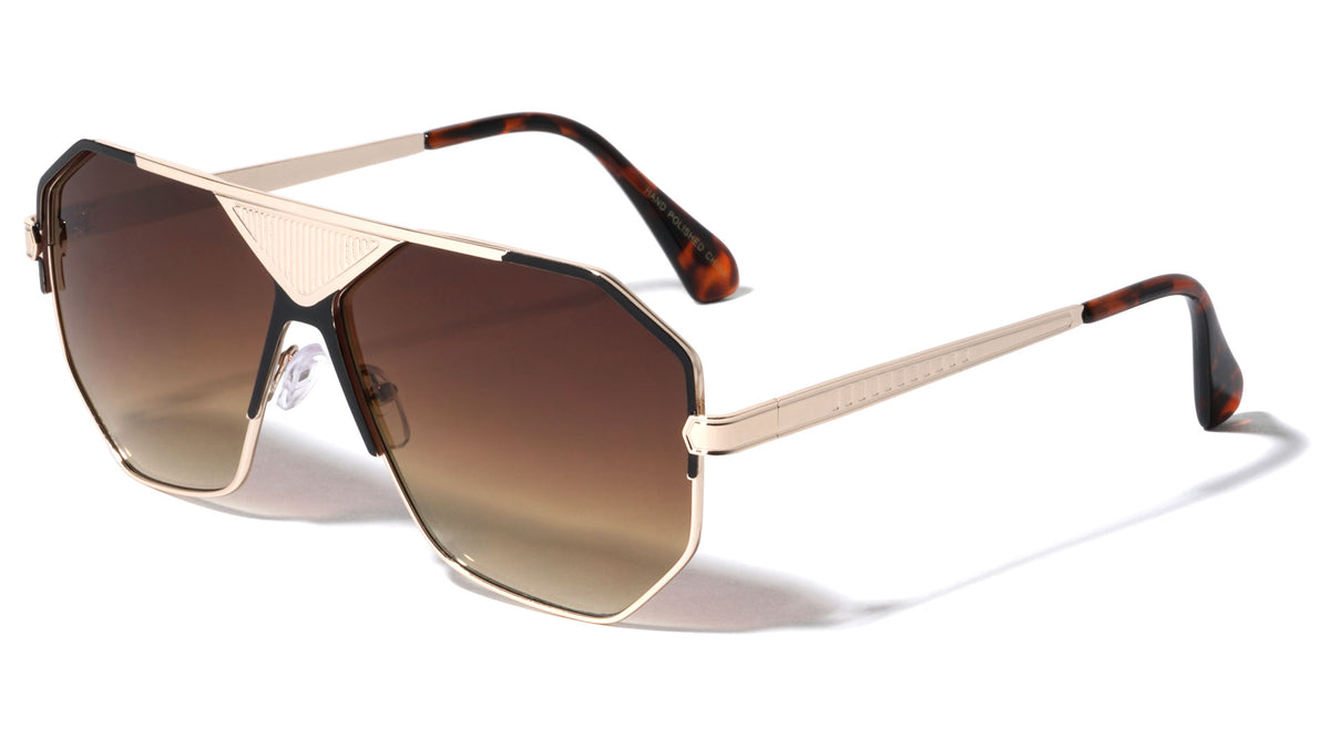 Frontal Grille Geometric Aviators Wholesale Sunglasses