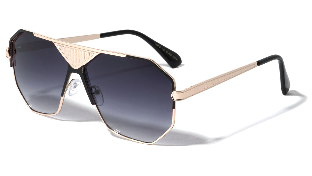 Frontal Grille Geometric Aviators Wholesale Sunglasses
