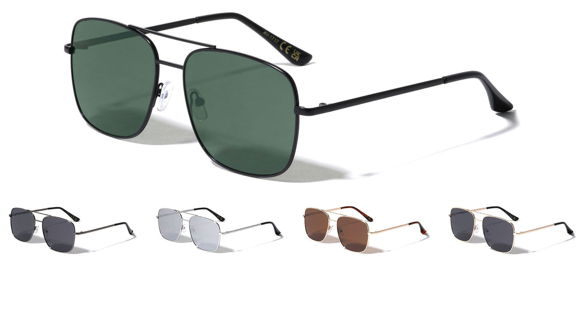 Flat Lens Squared Aviators Wholesale Sunglasses