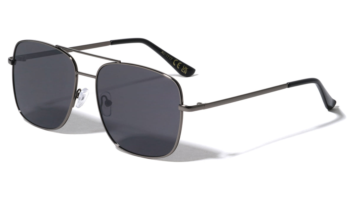 Flat Lens Squared Aviators Wholesale Sunglasses