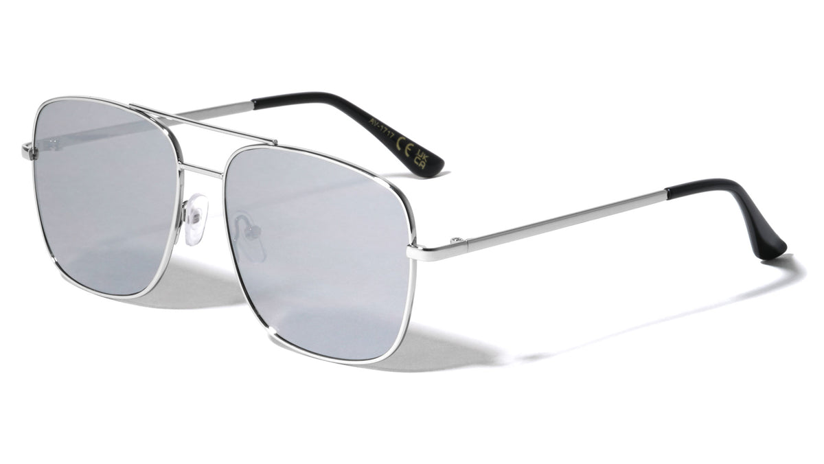 Flat Lens Squared Aviators Wholesale Sunglasses